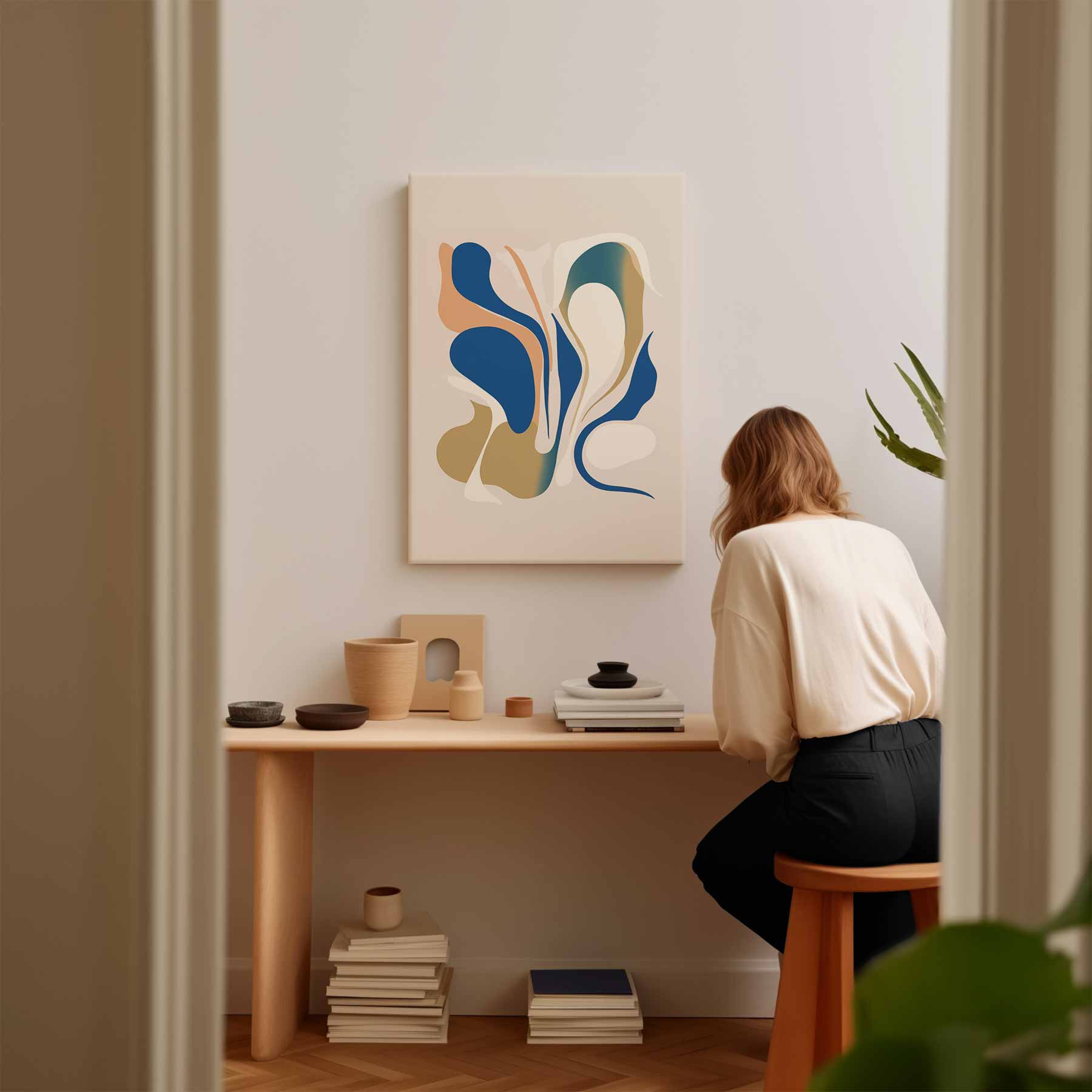 Vloeiende Lijnen in Kleur Kunstwerk-canvas-dibond-plexiglas-wanddecoratie-WallArtistic