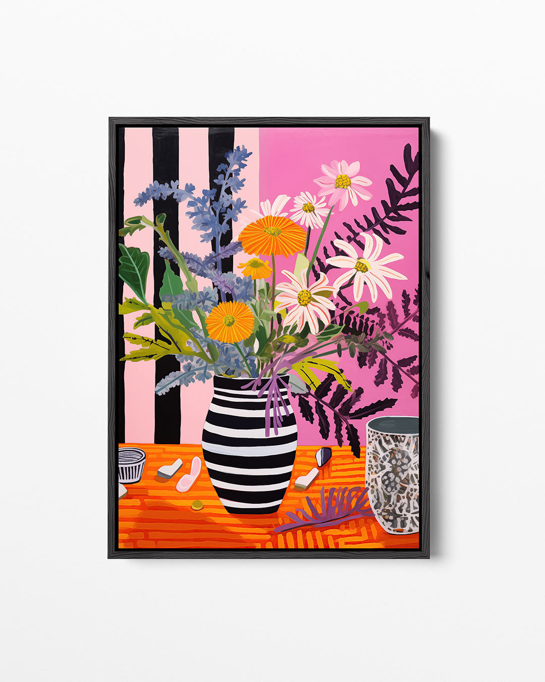 Bloemen in strepenvaas Kunstwerk