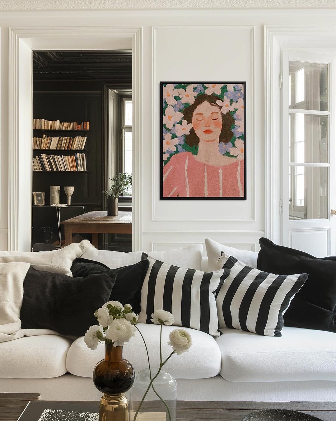 Dromerige bloemenportret Kunstwerk