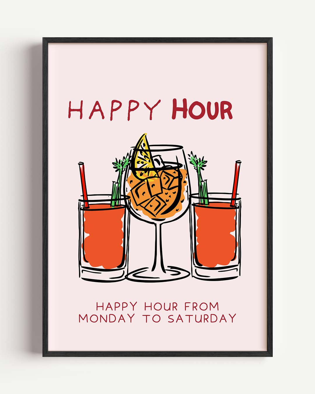 Happy Hour Cocktails Poster-WallArtistic