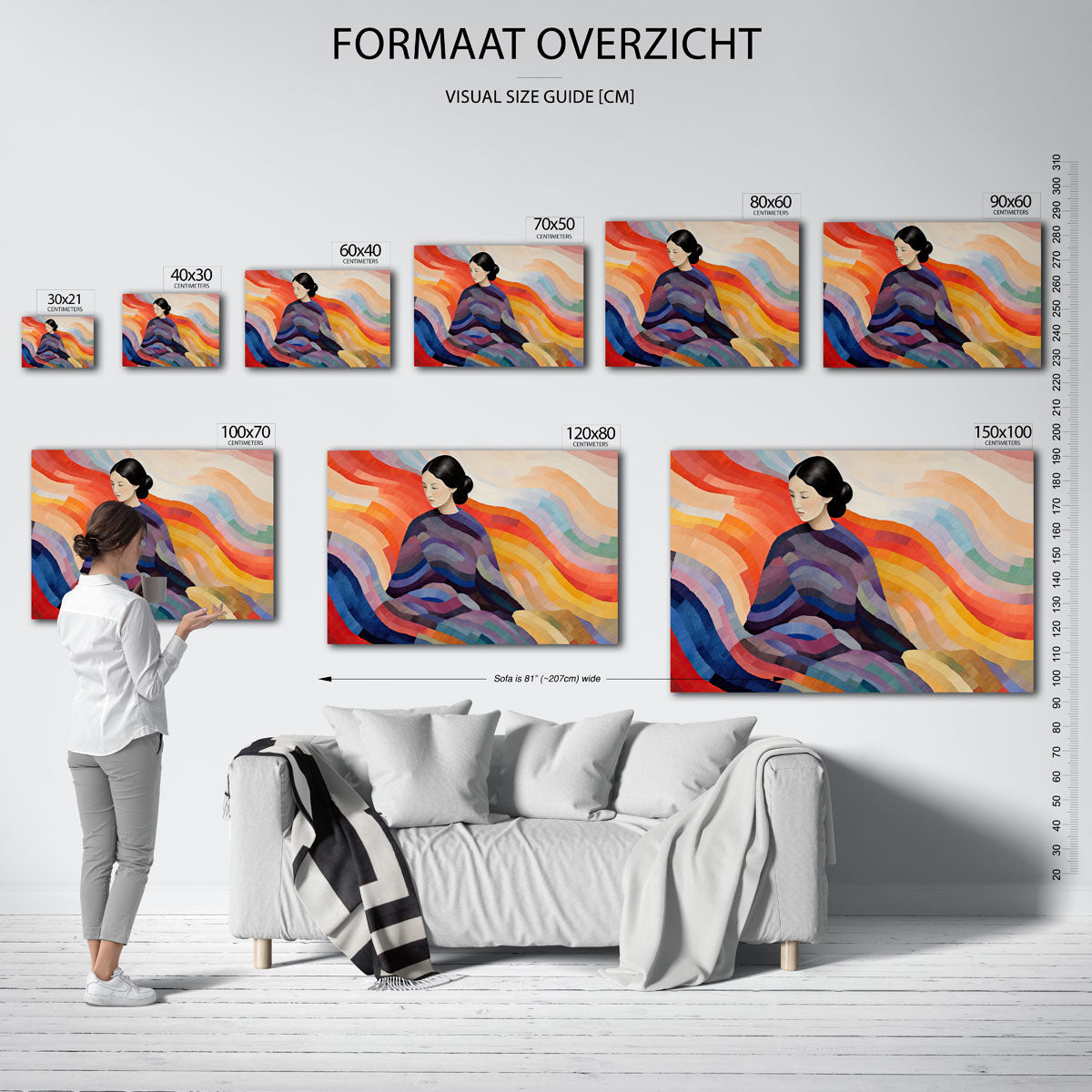 Vrouw met kleurrijke golven Poster