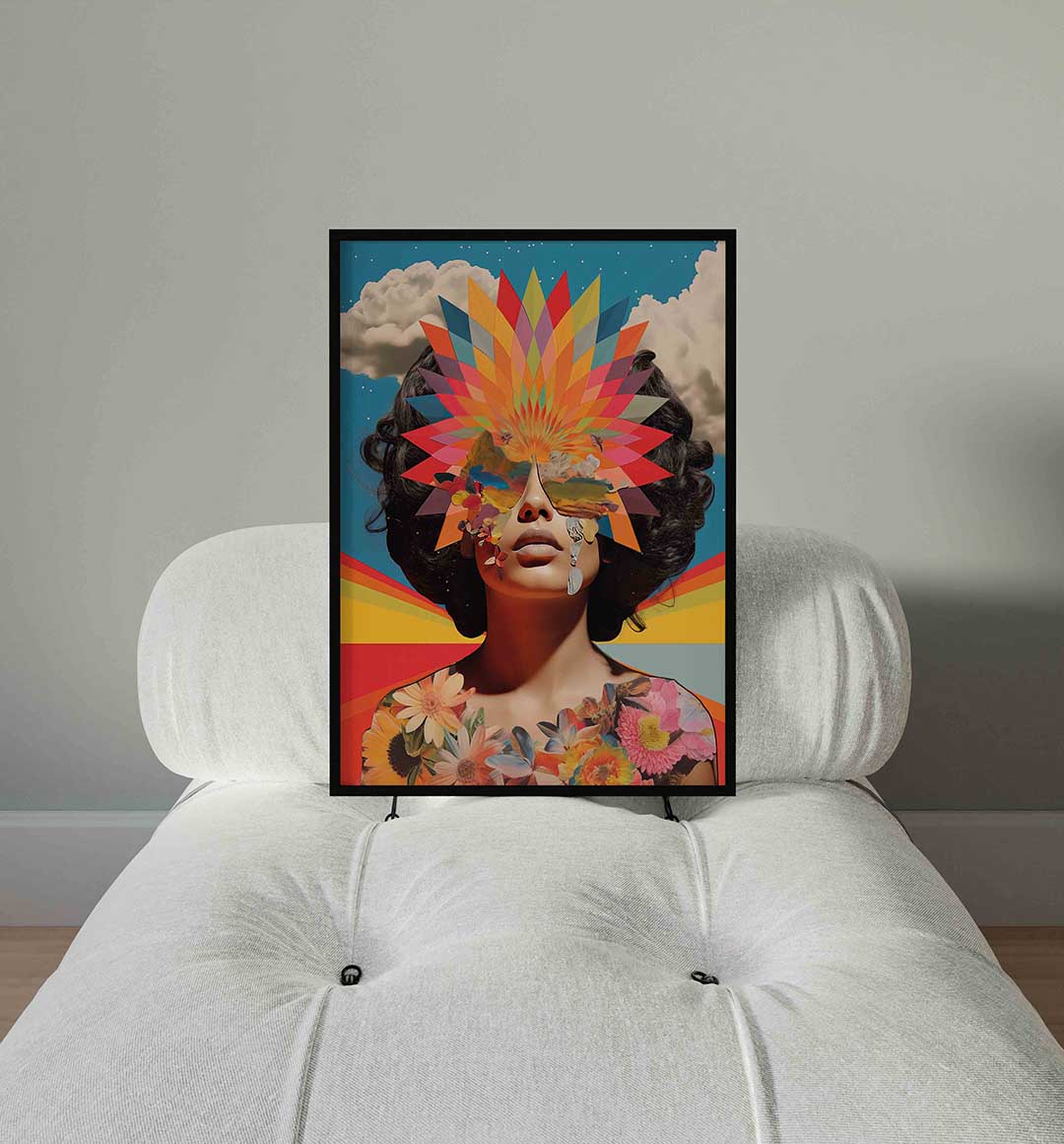 Vrouw met kleurrijke zonnebril Poster