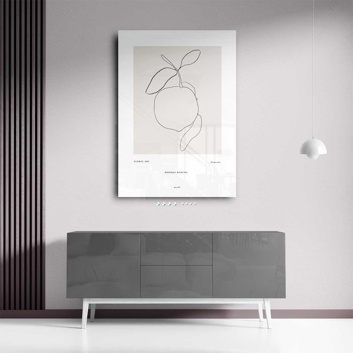 Minimalistische Lijntekening van Citrus Kunstwerk-canvas-dibond-plexiglas-wanddecoratie-WallArtistic