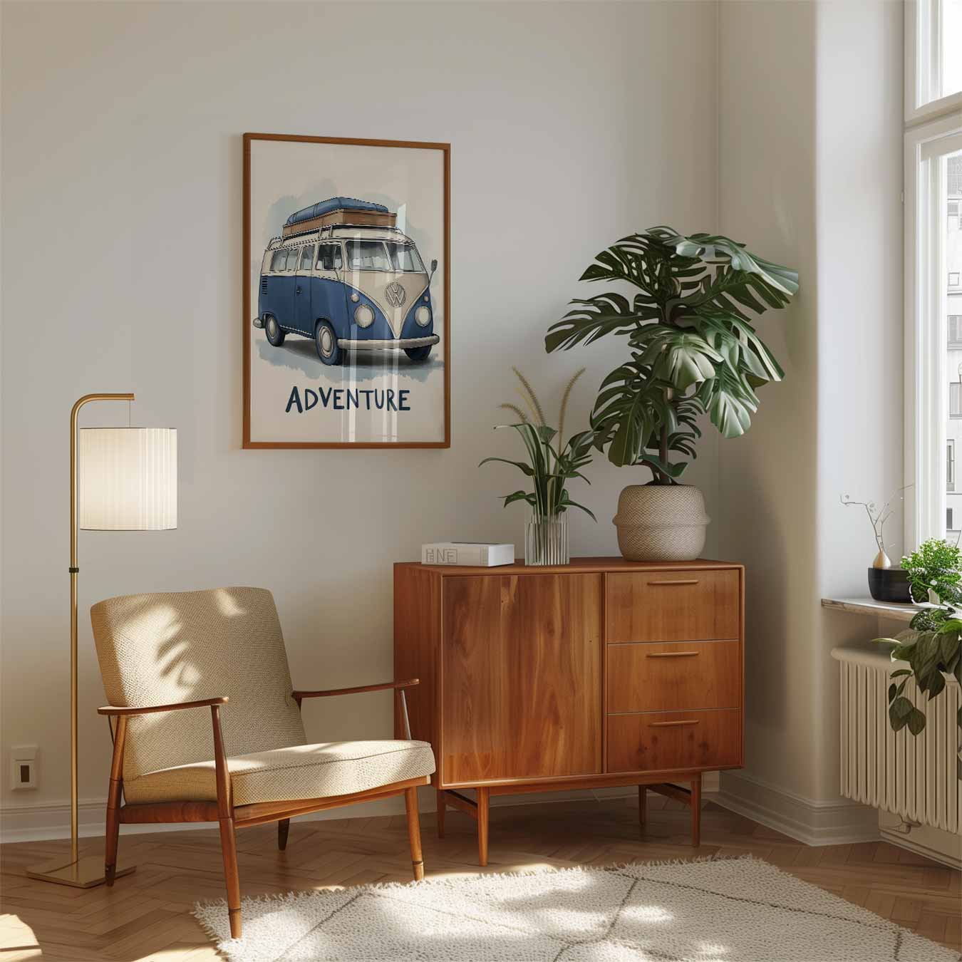 Retro Camper Avontuur Poster-WallArtistic