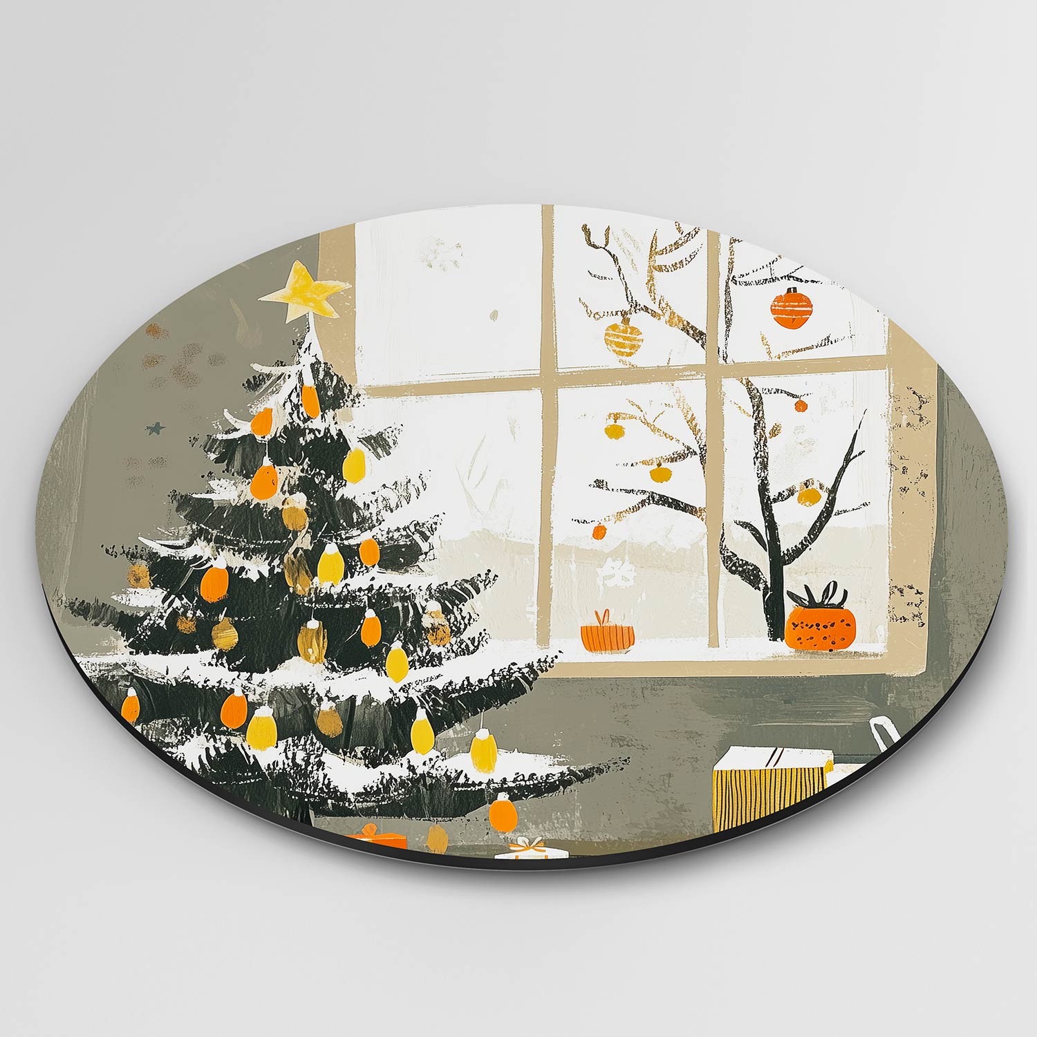 Kerstboom en cadeaus Muurcirkel