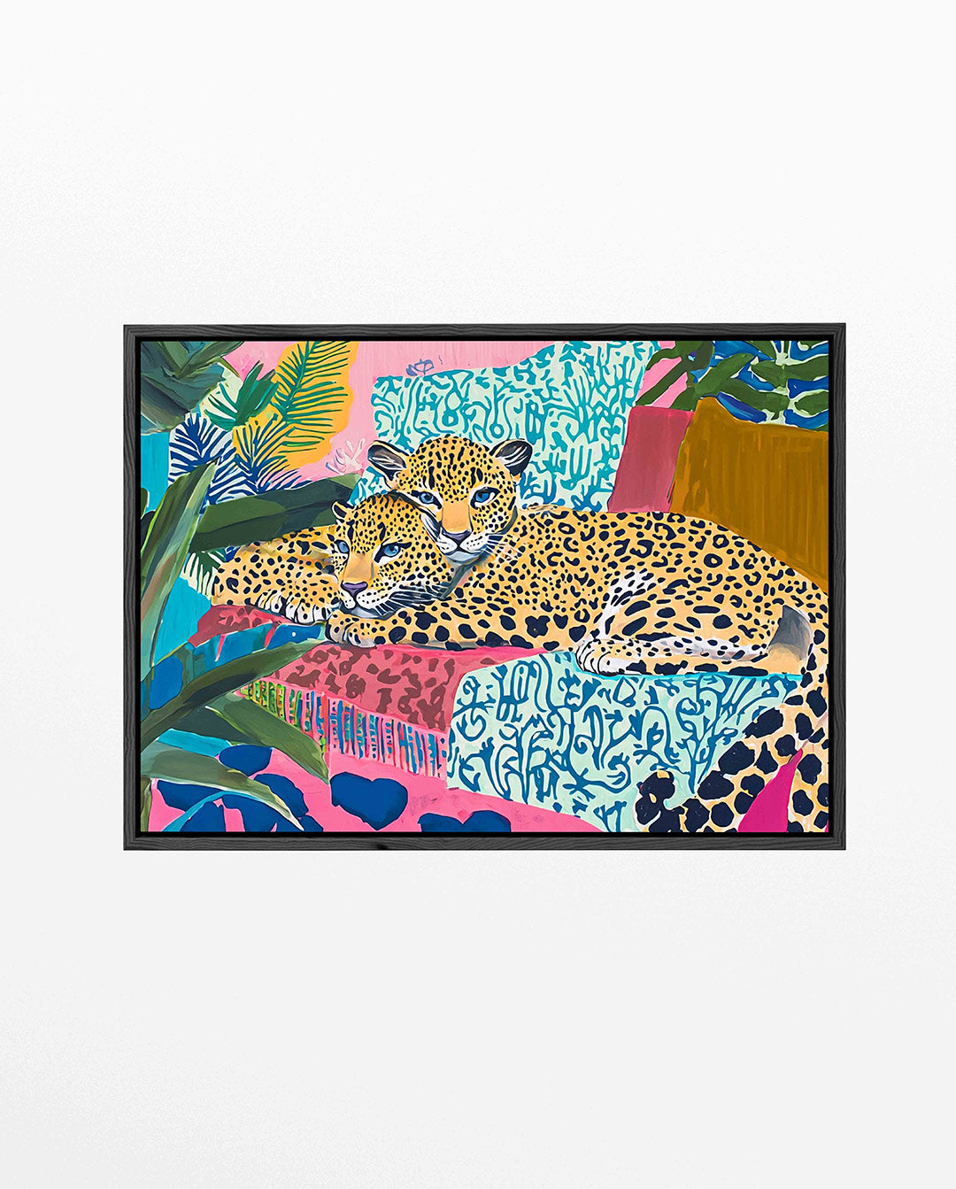 Luipaarden in kleurrijke jungle Kunstwerk