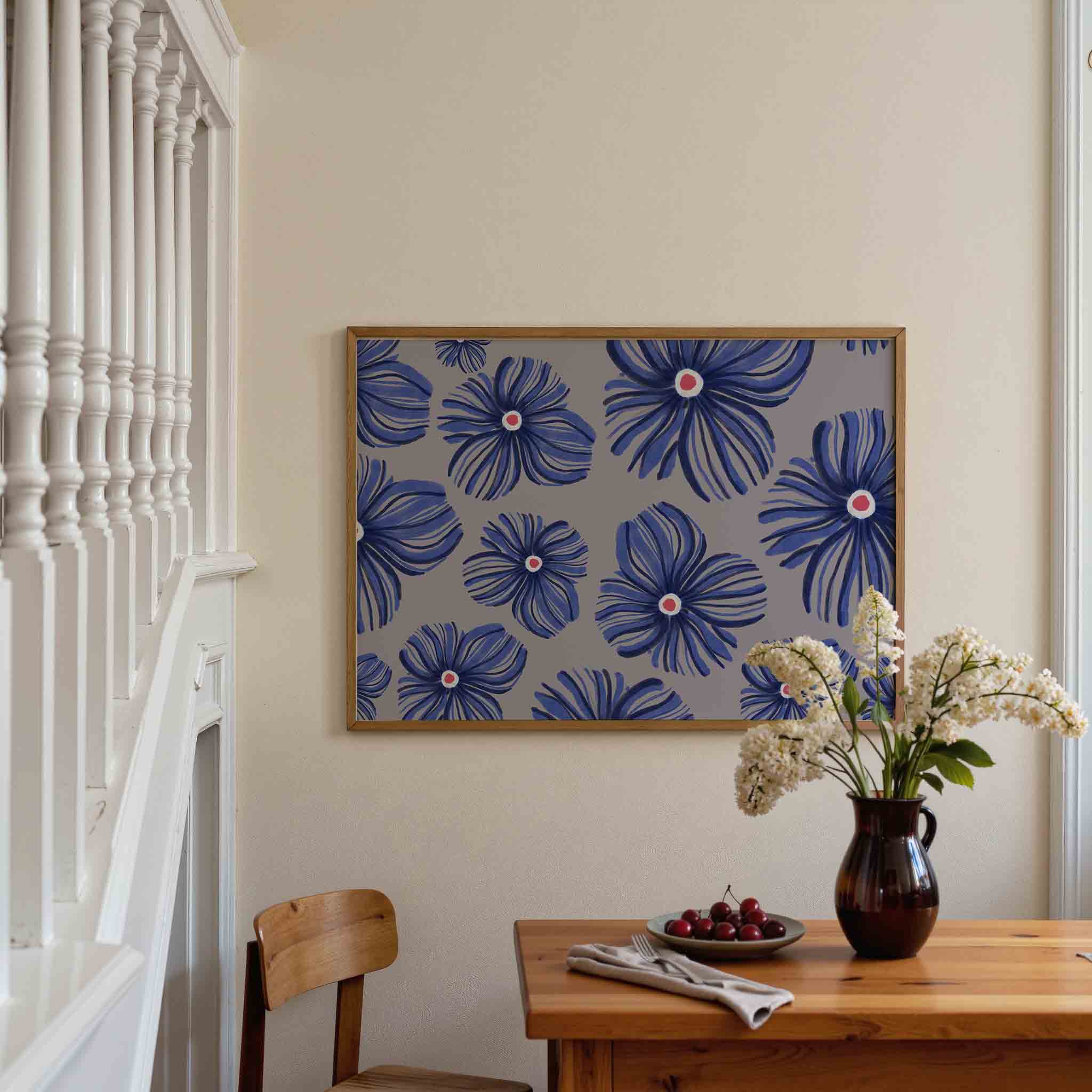 Blauwe bloemen Poster
