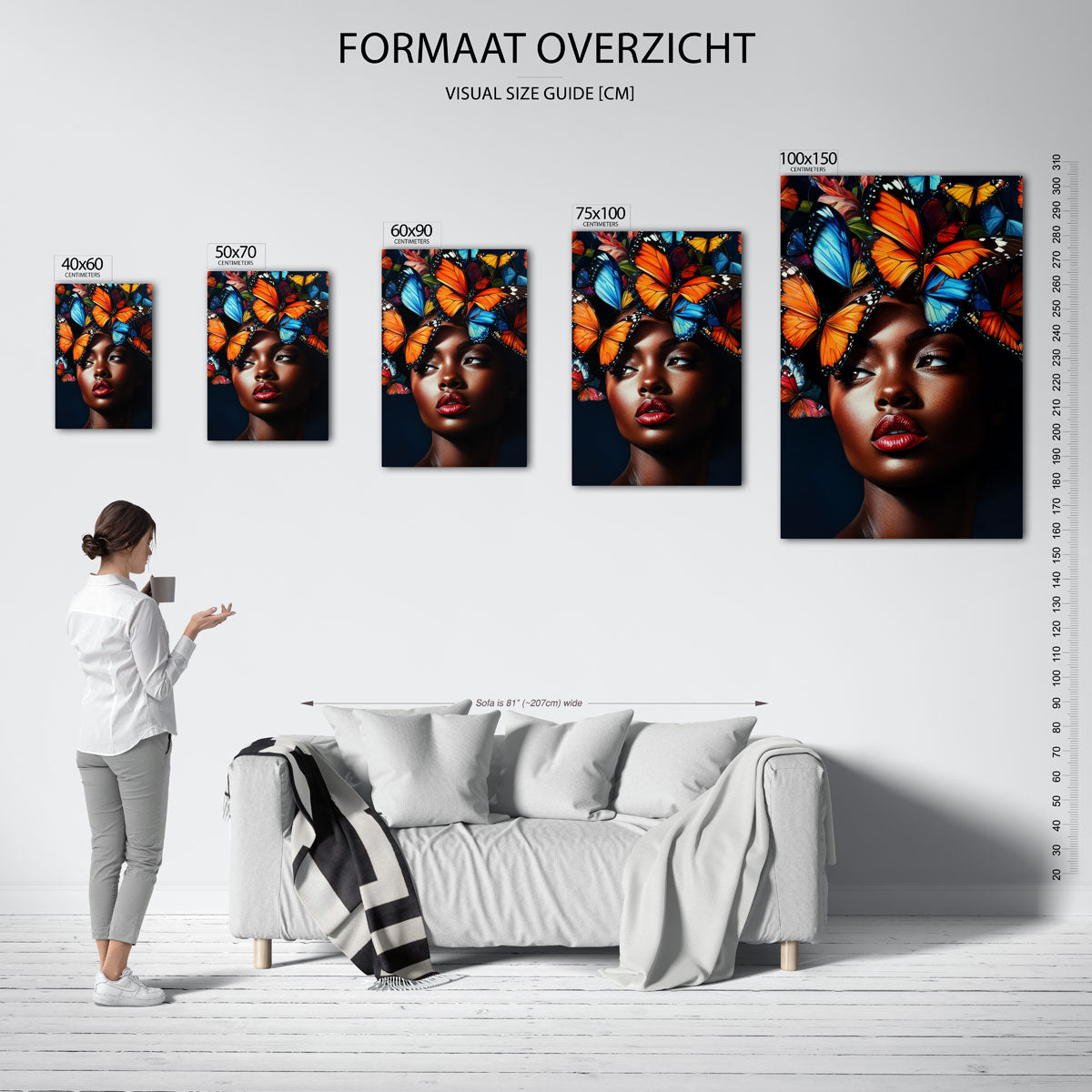 Vlinders en portret Kunstwerk