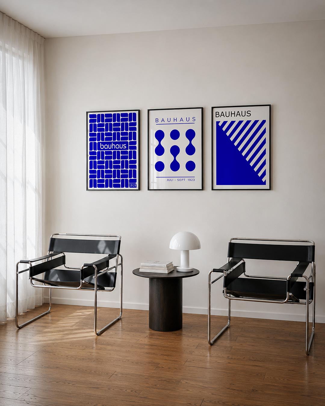Vormritme blauw Posterset