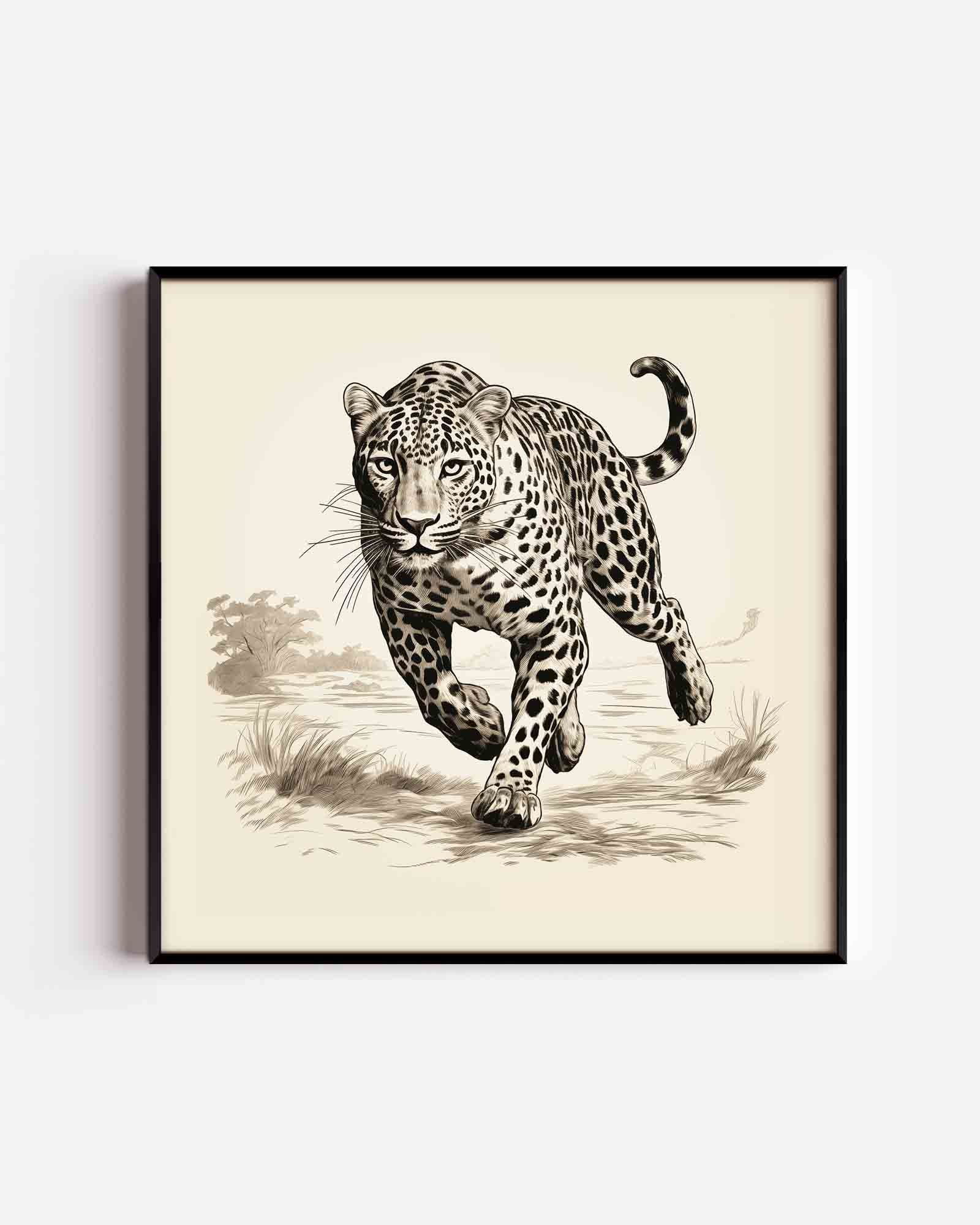 Rennende luipaard Poster