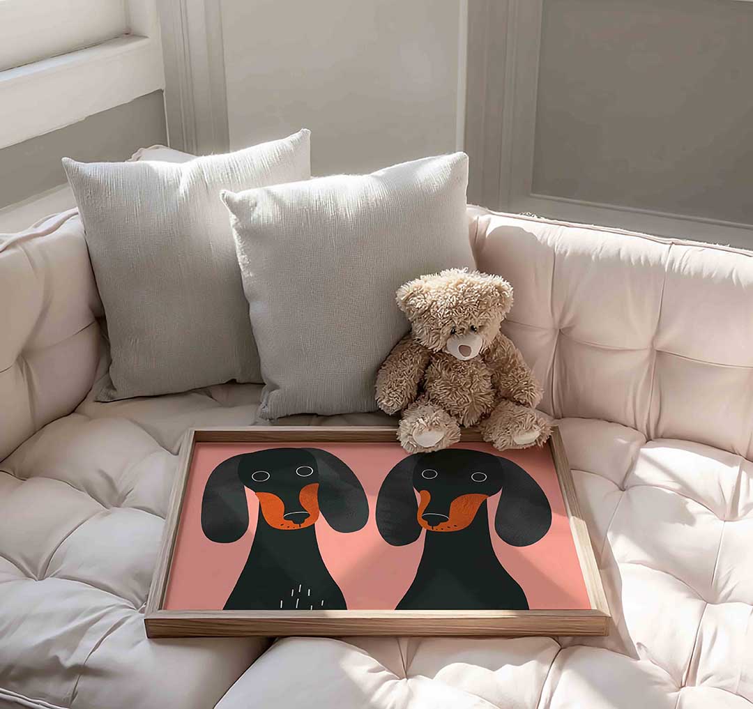 Twee honden op roze Poster