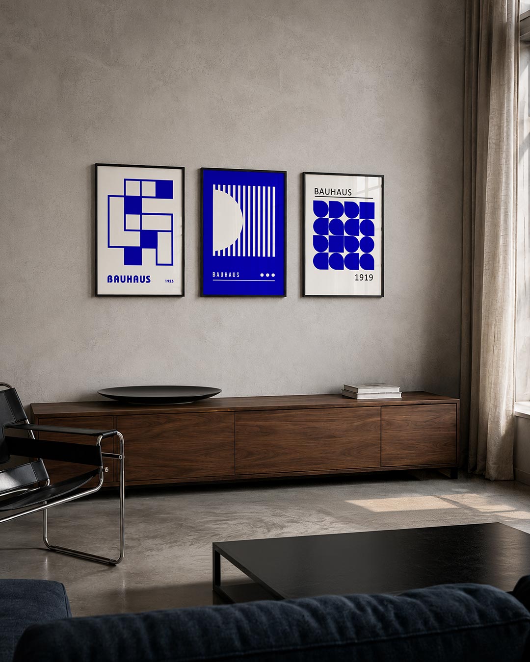 Blauwe vlakkenstructuur Posterset