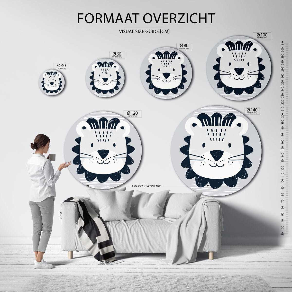 Leeuw gezicht Muurcirkel