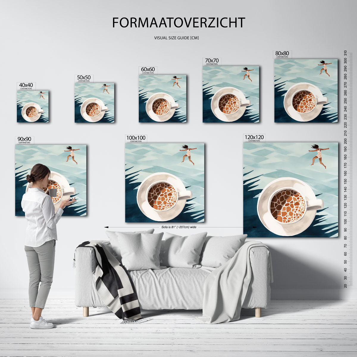 Zwevende vrouw en kop Poster