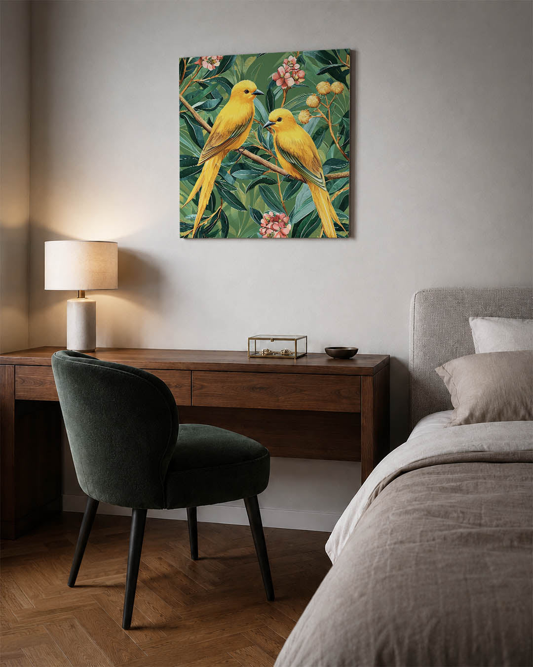 Vogels en bloemen Kunstwerk