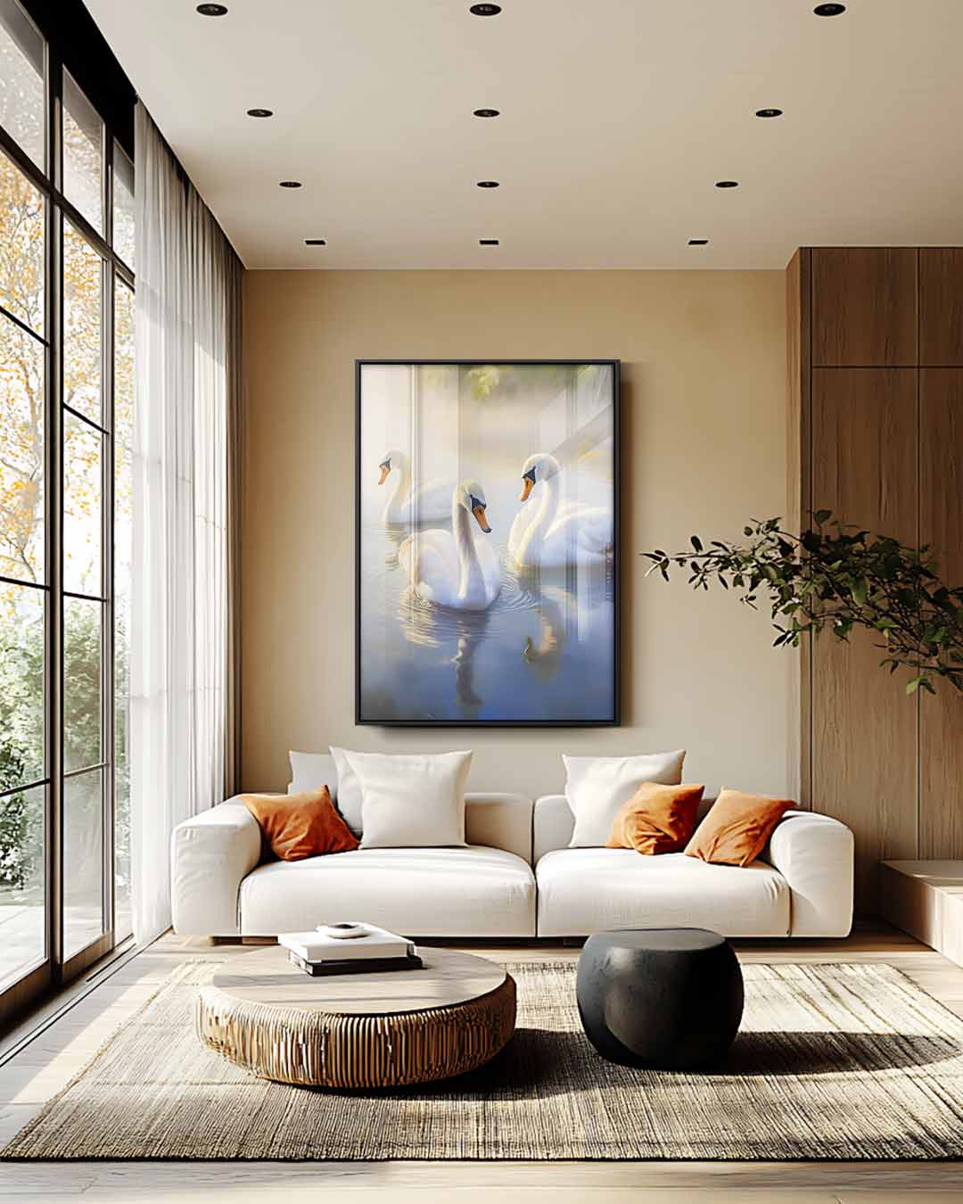 Sereen Zwemeenden Schilderij Kunstwerk-canvas-dibond-plexiglas-wanddecoratie-WallArtistic