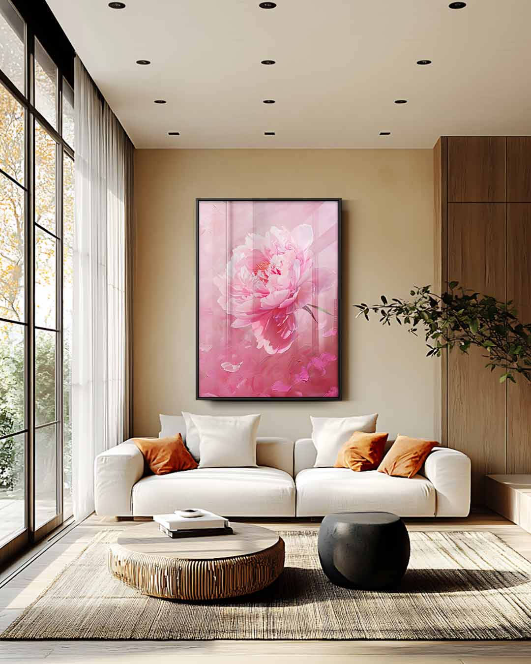 Romantische Roze Pioen Kunstwerk-canvas-dibond-plexiglas-wanddecoratie-WallArtistic