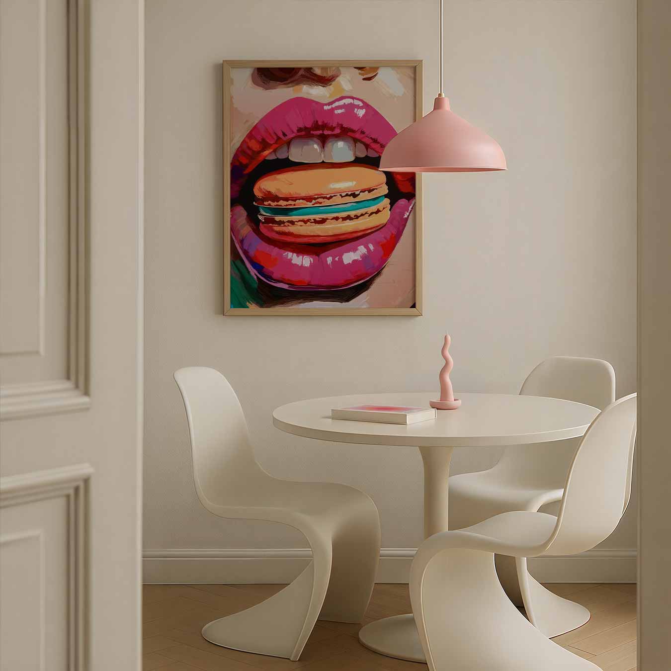 Kleurrijke Lippen & Macaron Poster-WallArtistic