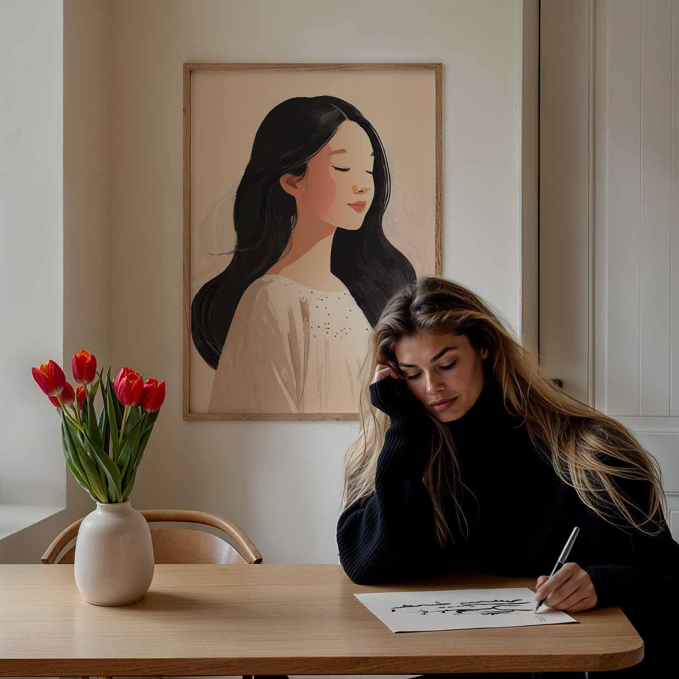 Serene Elegantie Vrouwenportret Poster-WallArtistic