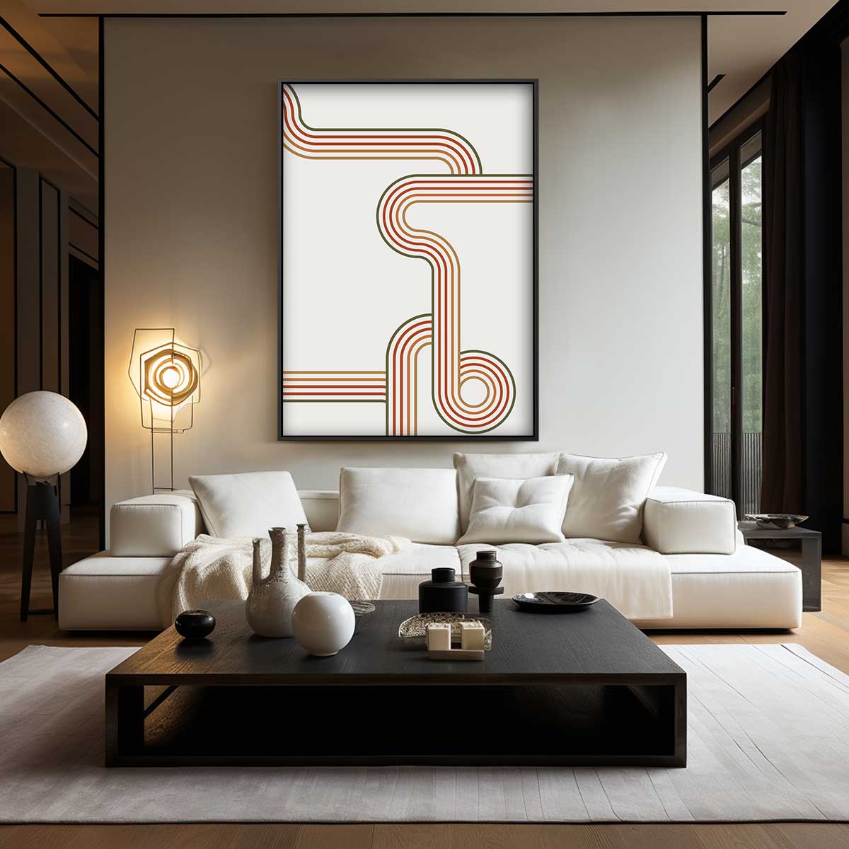 Retro Lijnen Kunstwerk Kunstwerk-canvas-dibond-plexiglas-wanddecoratie-WallArtistic