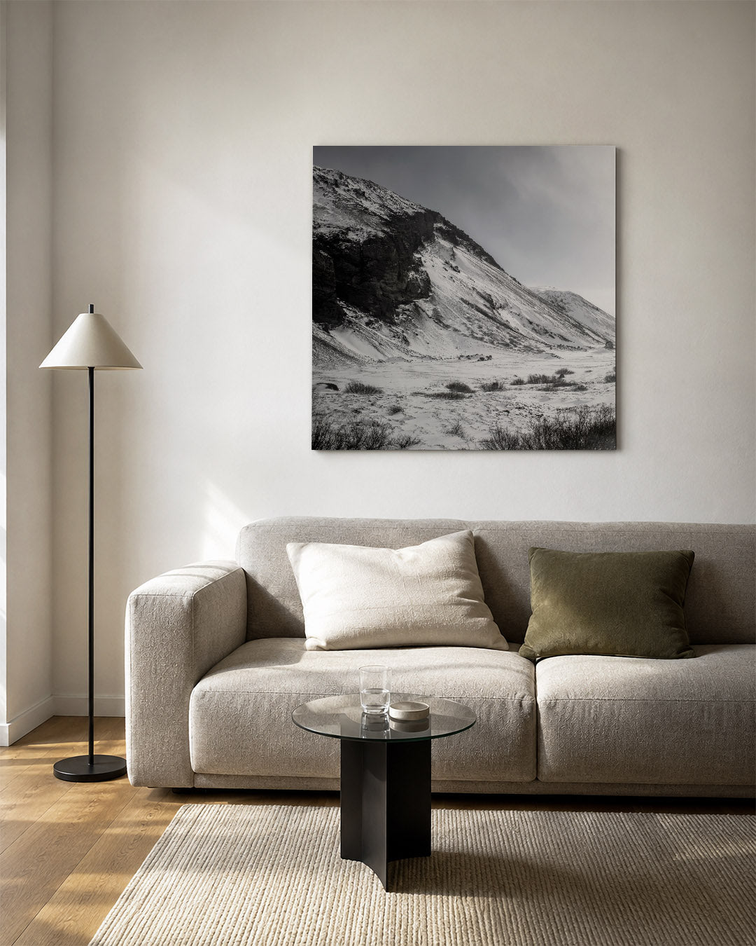 Berglandschap in de sneeuw Kunstwerk