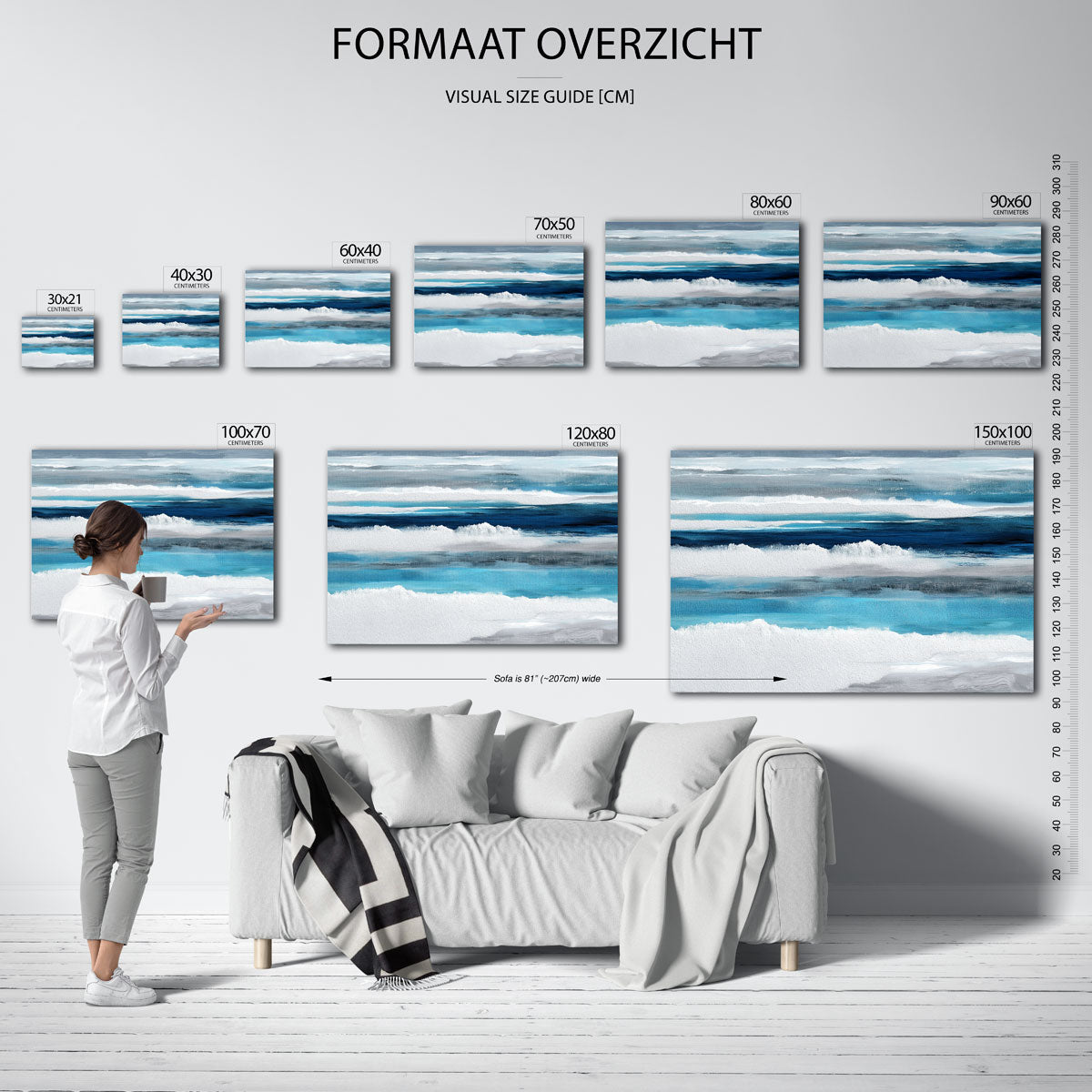 Blauwe en grijze strepen Poster