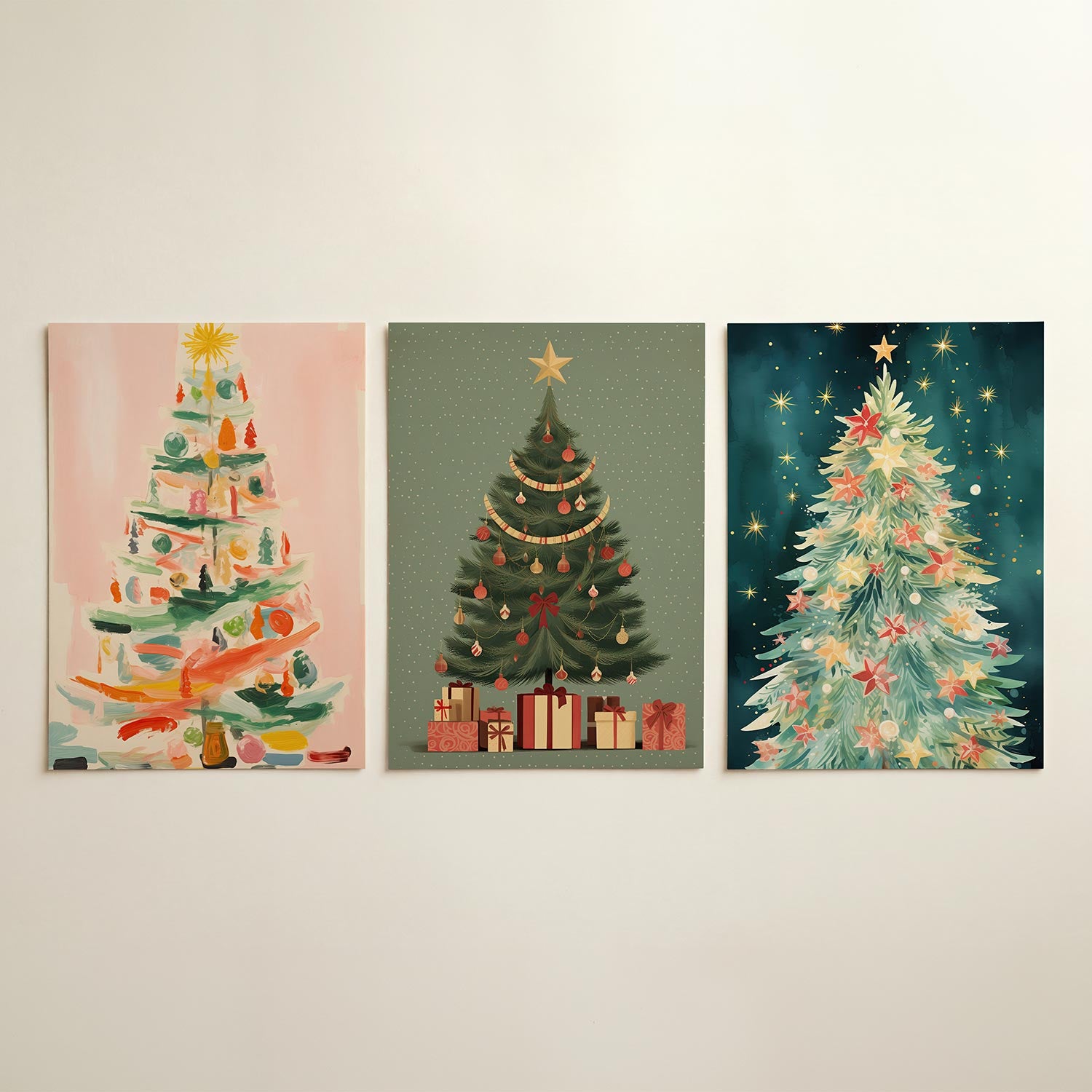 Kleurrijke kerstboom Posterset