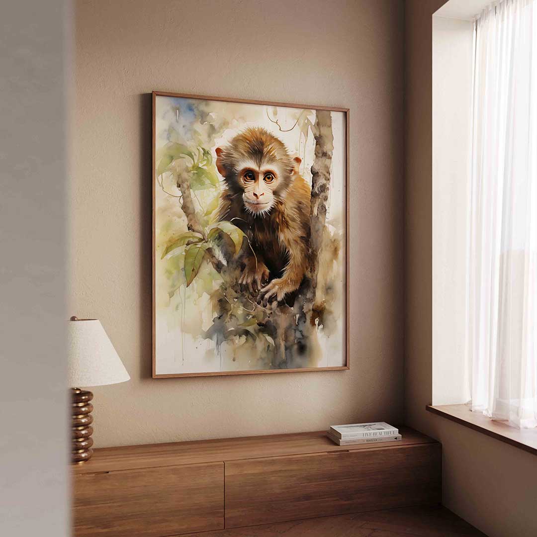 Jonge aap in boom Poster