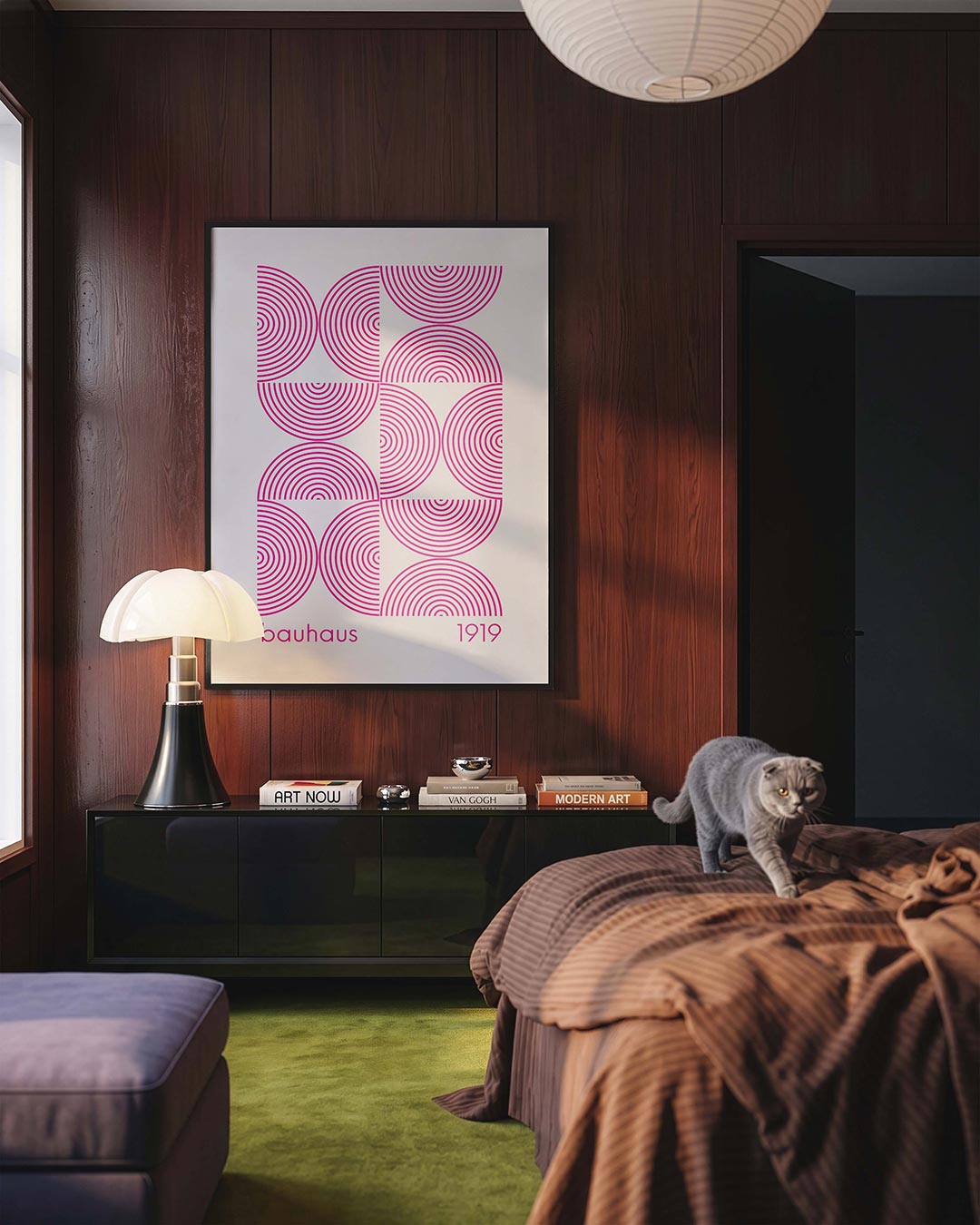 Cirkelpatroon en lijnen Poster