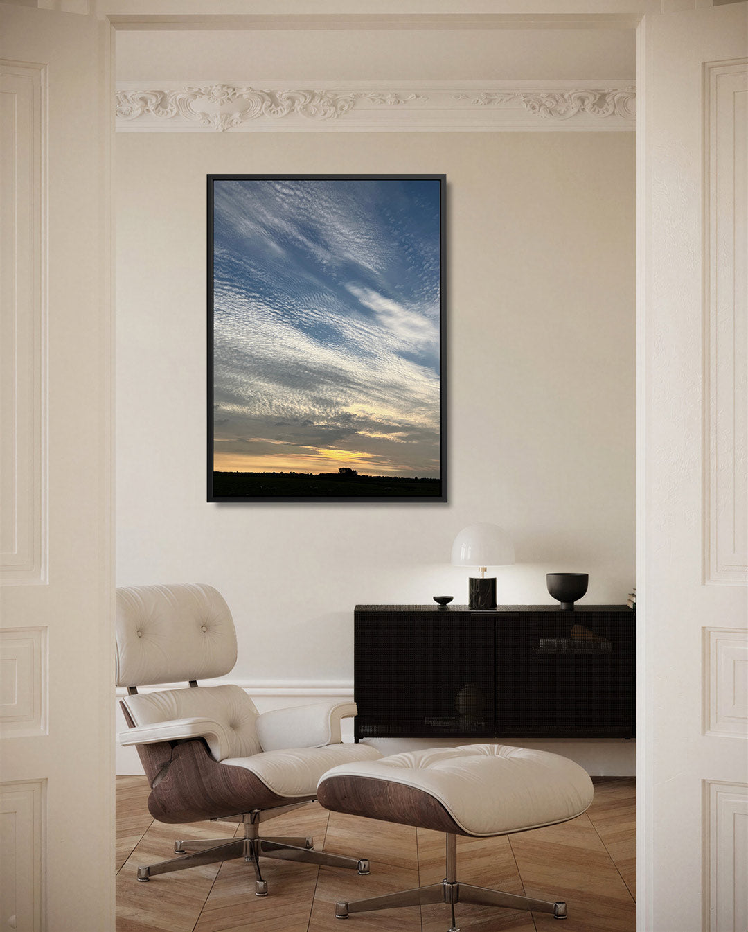 Wolkenlucht bij zonsondergang Kunstwerk