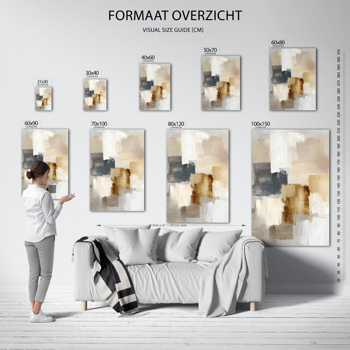 Abstracte beige en grijze vlakken Poster