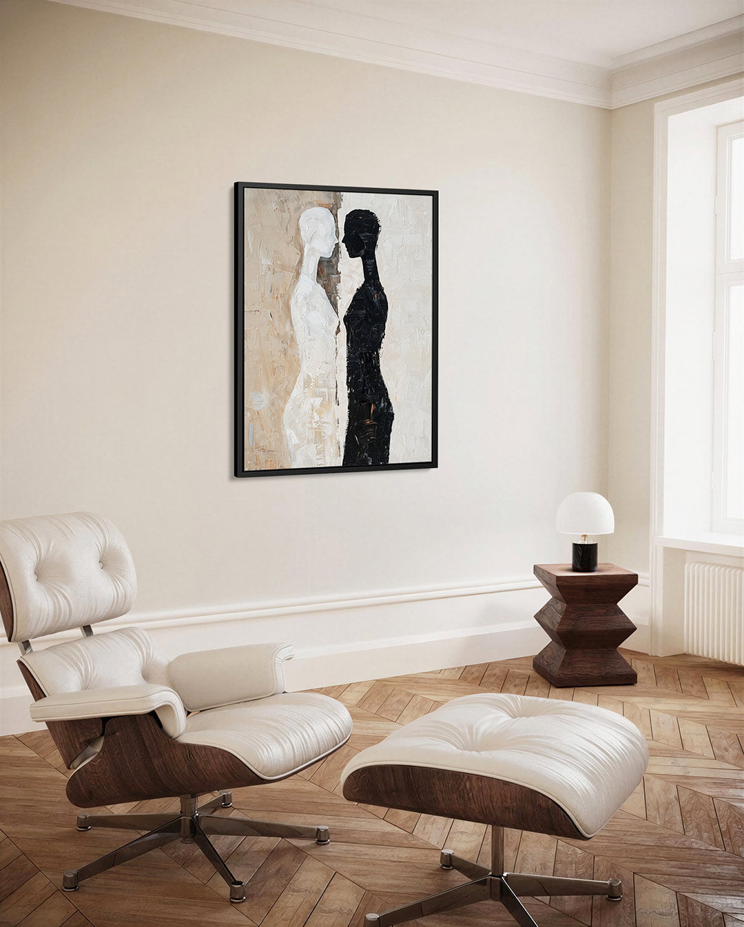 Tegenovergestelde silhouetten Kunstwerk