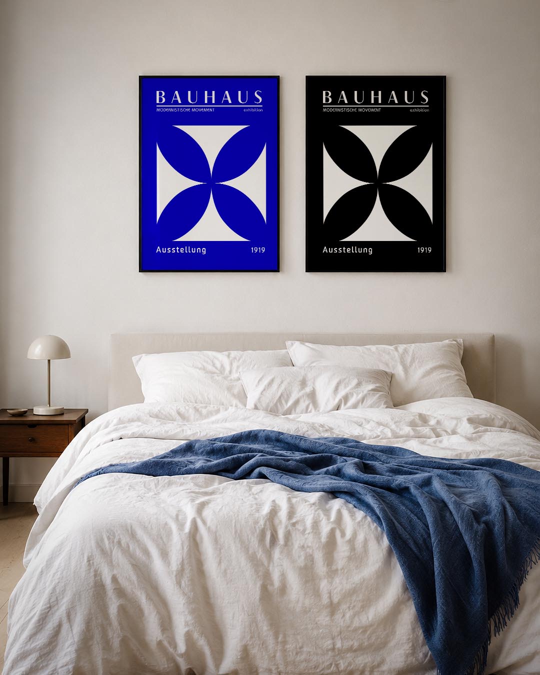 Blauw wit vormen Posterset
