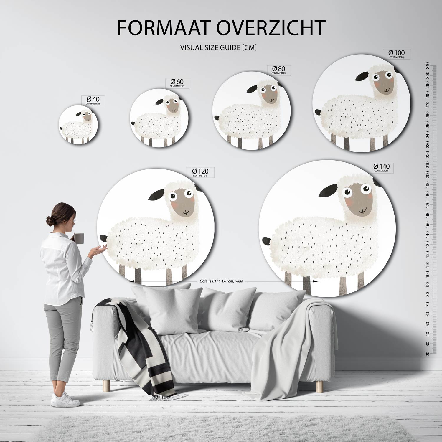 Schattig schaap Muurcirkel