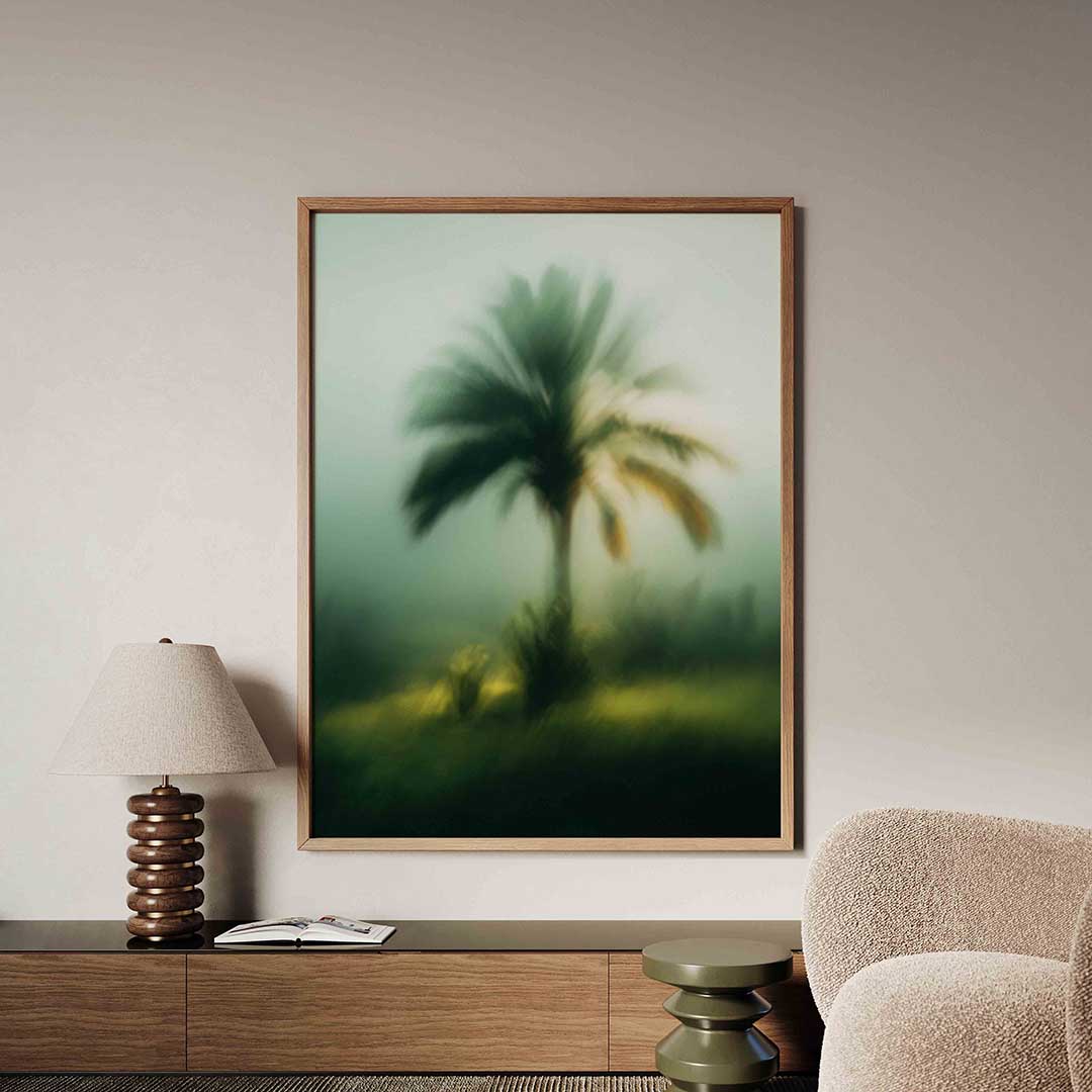 Palmboom in de mist Poster