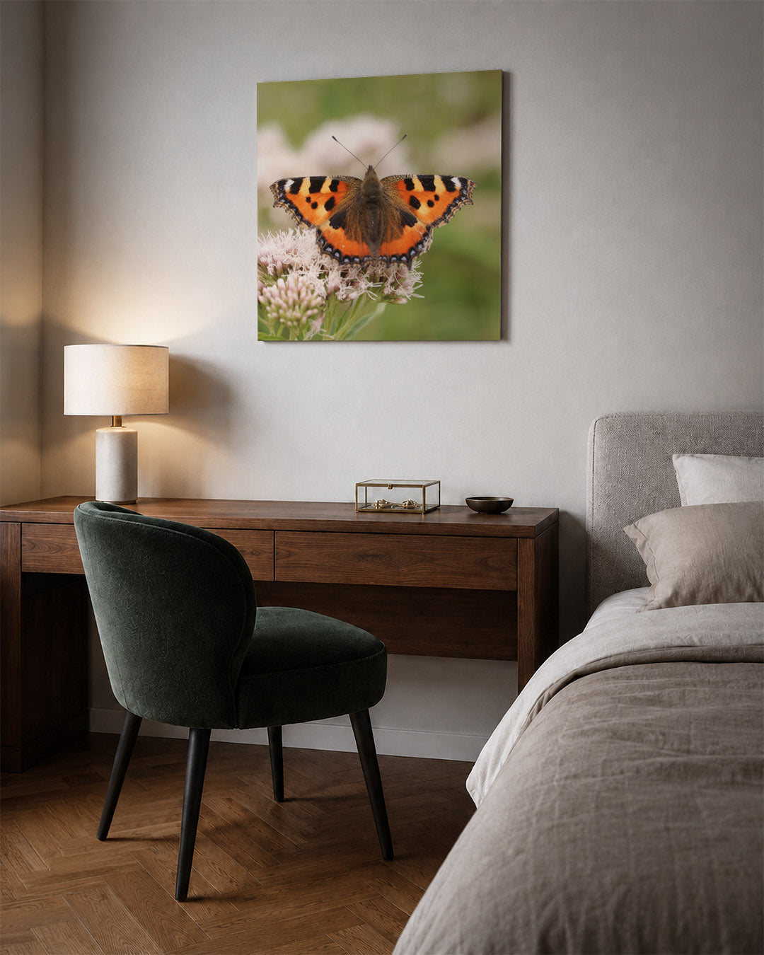 Vlinder op bloem Kunstwerk