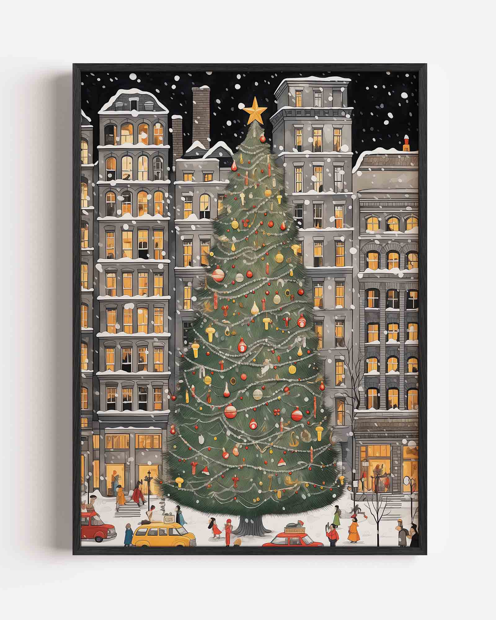 Kerstboom in de stad Poster