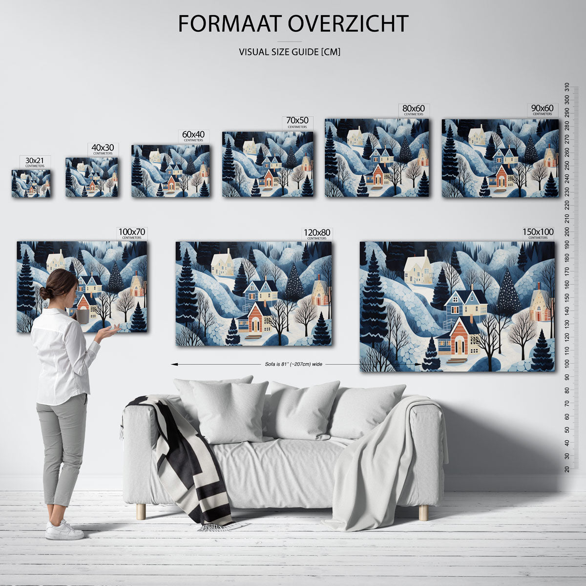Winterlandschap met huizen Poster