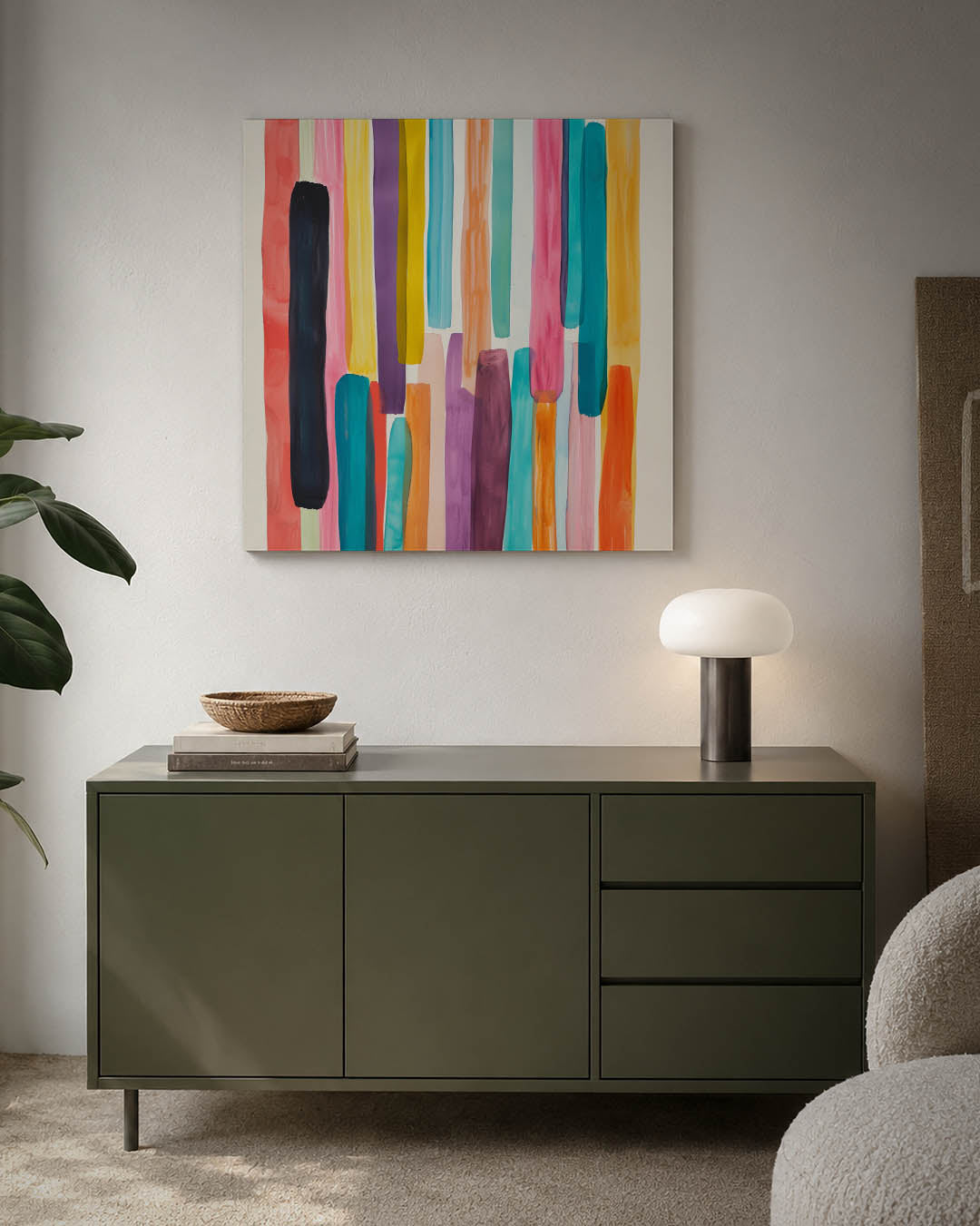 Kleurrijke verticale strepen Kunstwerk
