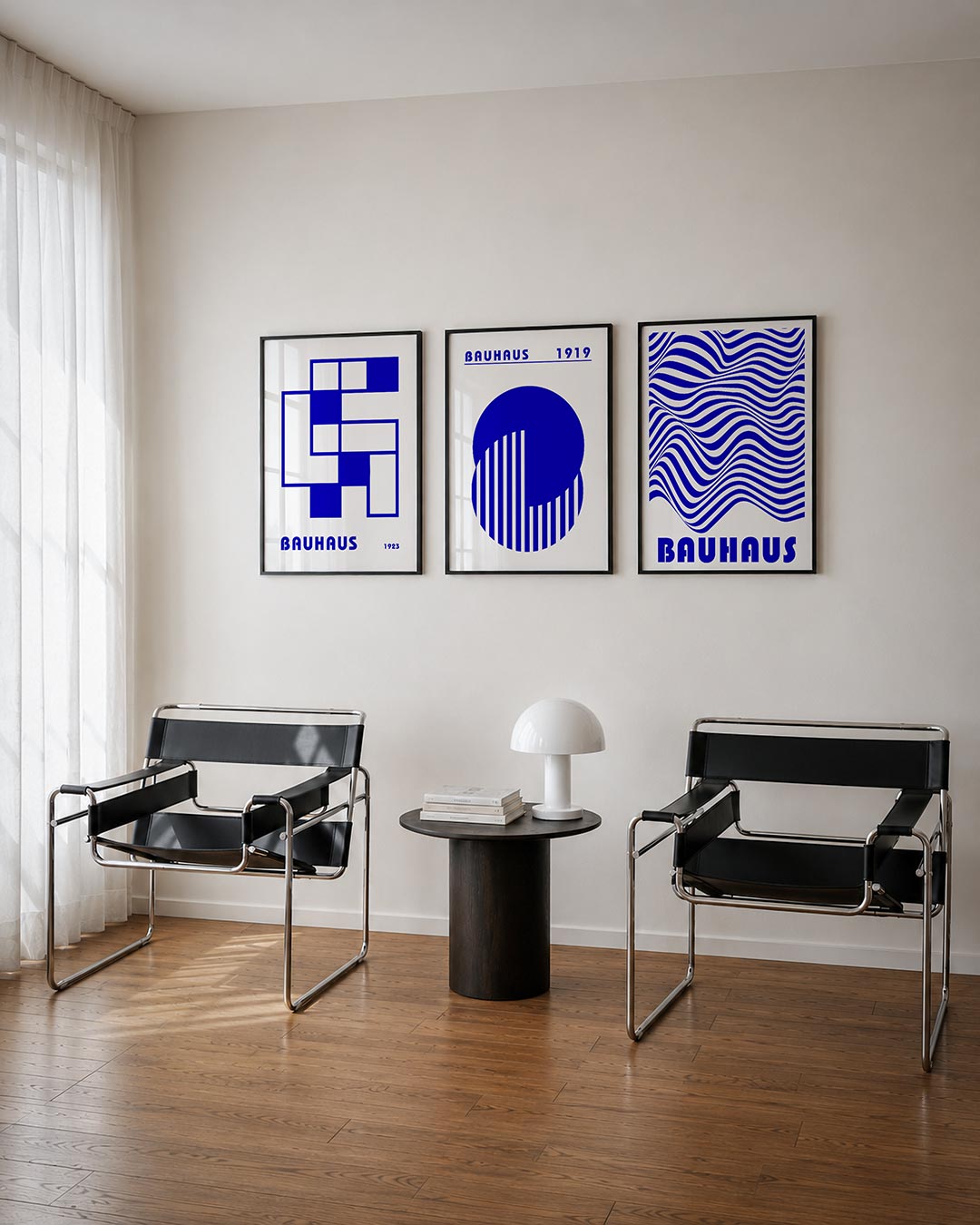 Blauw lijnenspel Posterset