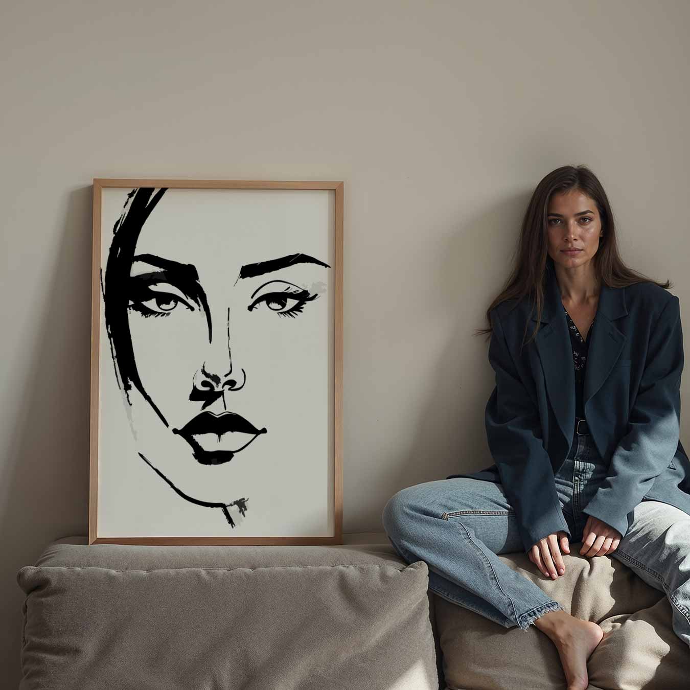 Minimalistische Gezichtsillustratie Poster-WallArtistic