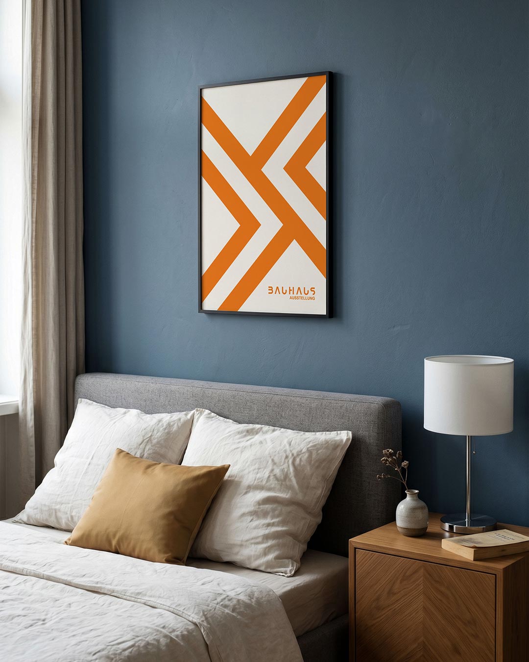 Oranje lijnenspel Poster