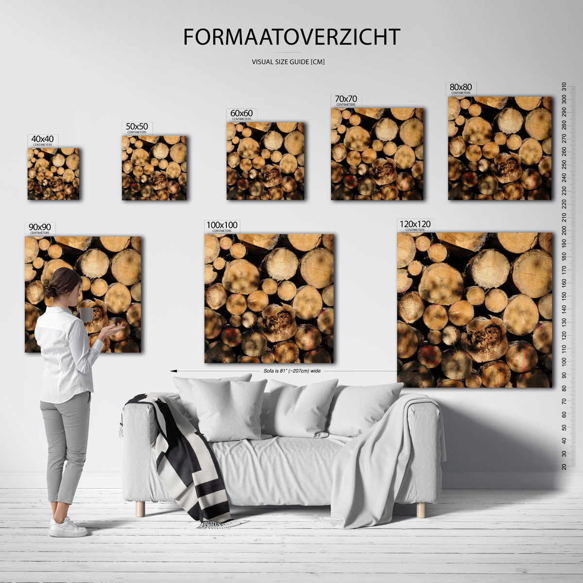 Houtstapel textuur Poster