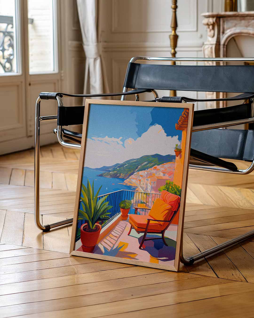 Droomuitzicht vanaf een Zonovergoten Balkon Poster-WallArtistic