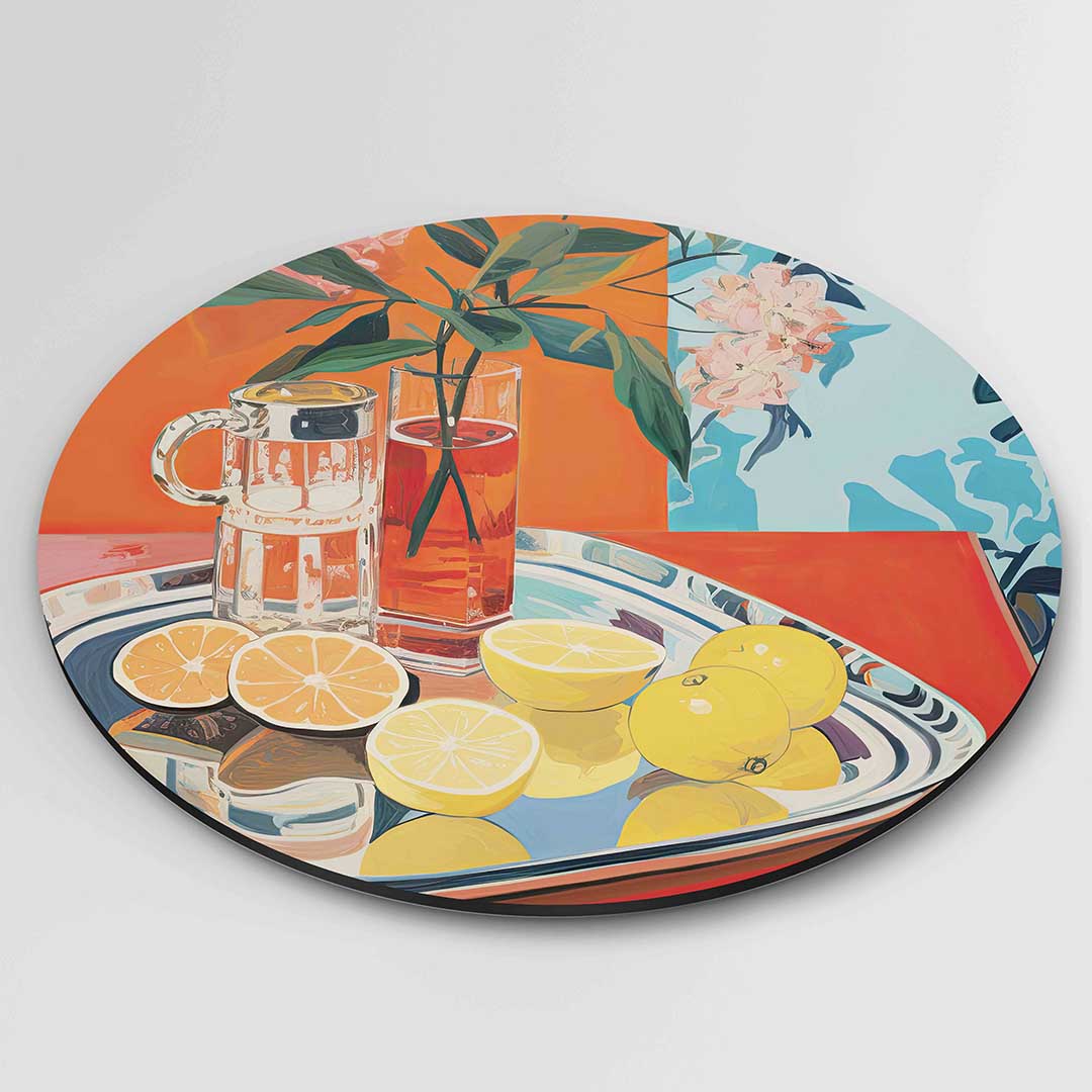 Citrus en bloemen Muurcirkel