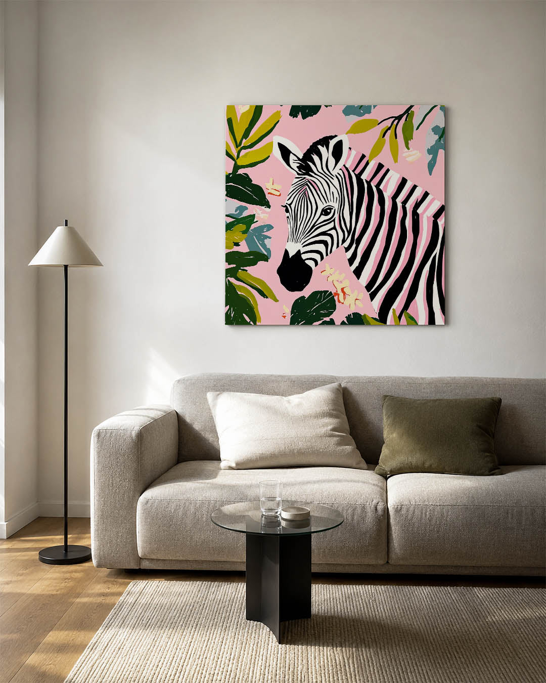 Zebra en bladeren Kunstwerk