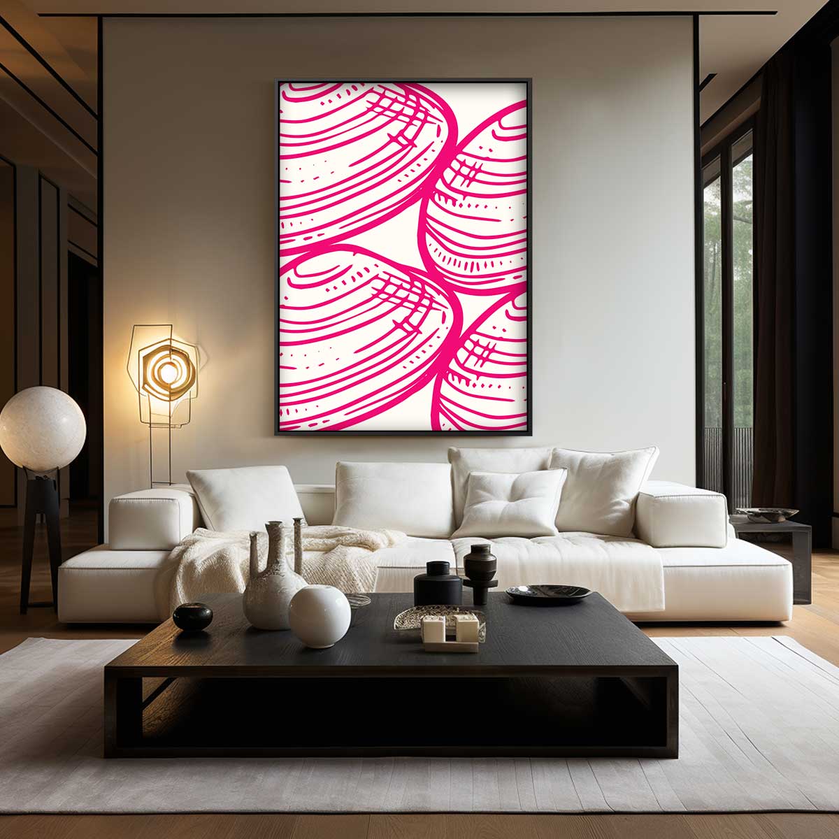 Schelpvormige Patrons in Roze Kunstwerk-canvas-dibond-plexiglas-wanddecoratie-WallArtistic