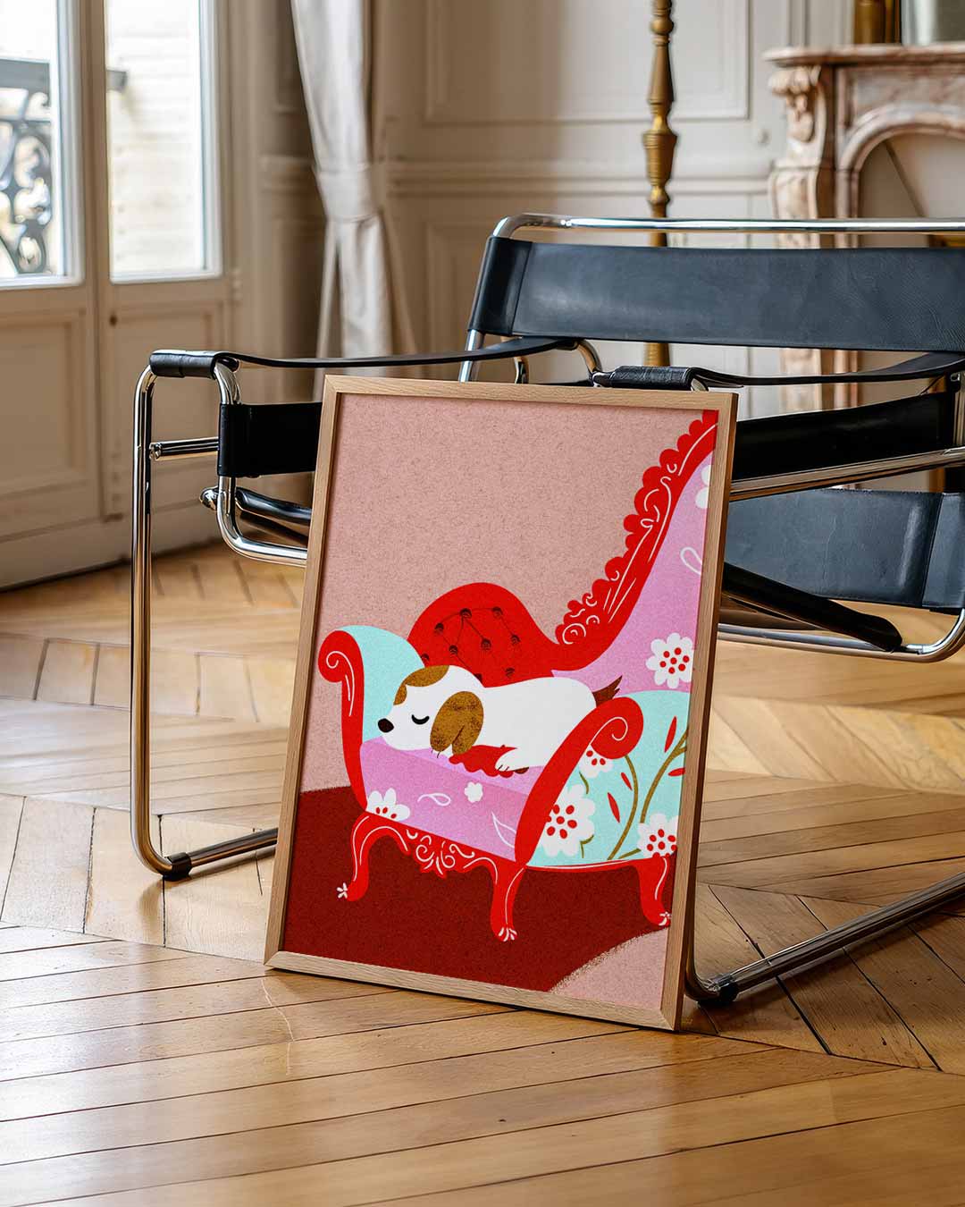 Slapende Poes op Chique Bankje Poster-WallArtistic
