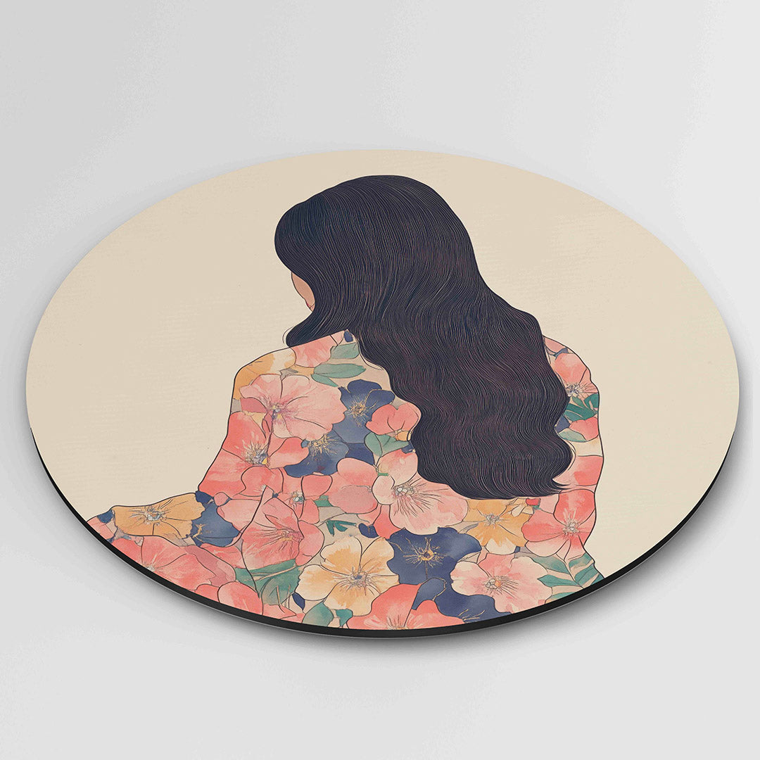Vrouw met bloemenpatroon Muurcirkel