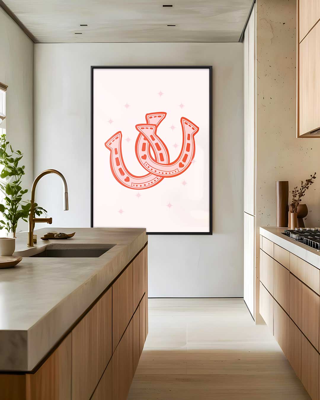 Gelukbrengende Hoefijzers in Roze Kunstwerk-canvas-dibond-plexiglas-wanddecoratie-WallArtistic